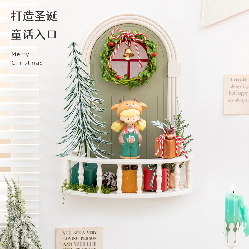 阿楹 法式耶诞装饰氛围室内壁挂门花环铃铛道具场景布置摆件礼物