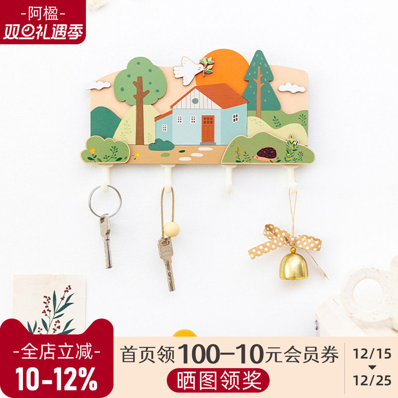 立体童话钥匙挂钩墙面可爱装饰画