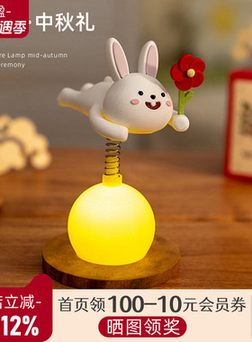 萌趣月亮兔子装饰摆件氛围小夜灯