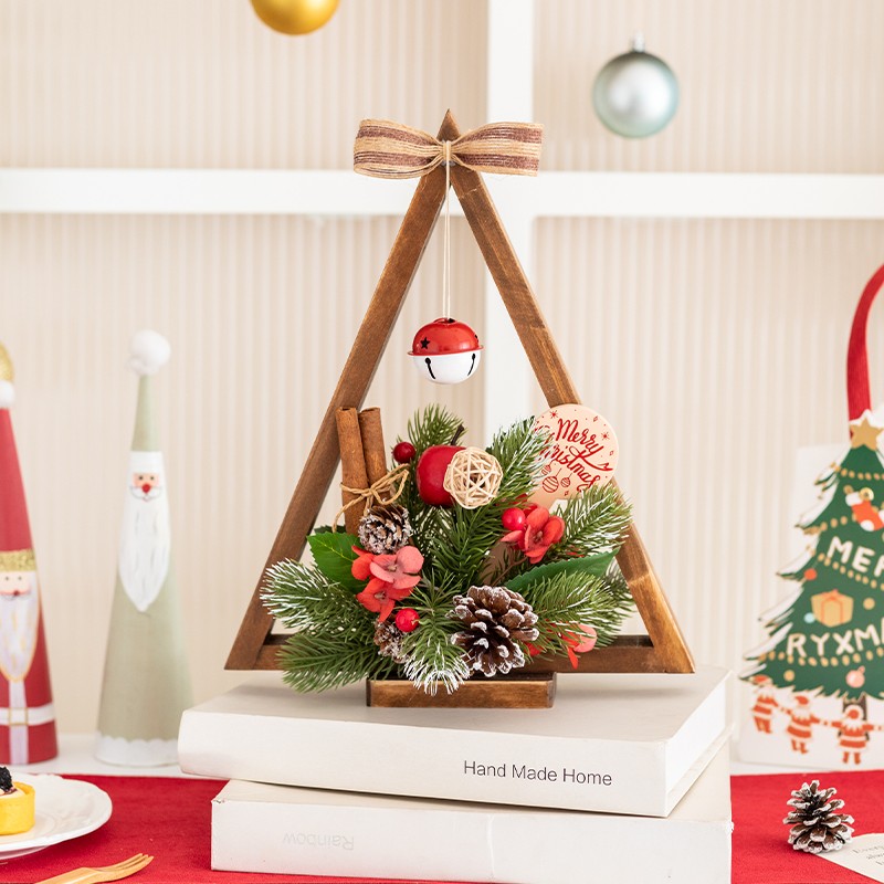 高级松果铃铛圣诞树摆件氛围装饰