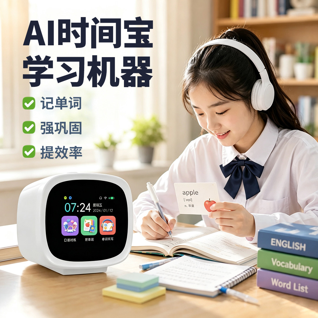 AI儿童智能闹钟智能机器人小学学习机/教育伴学机/