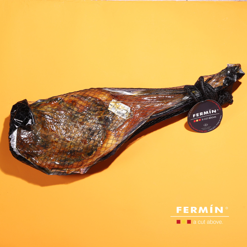 fermin西班牙 黑标 纯血伊比利亚橡果黑猪带骨火腿整腿4-8kg 送礼