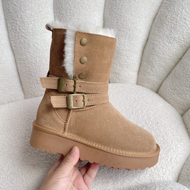 订单批发女神皮扣两穿真皮毛一体雪地靴牛皮羊毛女冬棉鞋马丁靴子,女鞋,时尚雪地靴,淘宝优惠券,粉丝福利购,淘宝优惠卷