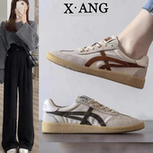 百搭板鞋 爆款 休闲运动 2025春季 新款 德训鞋 女真皮平底小白鞋