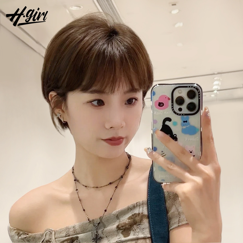 假发女全头套挂耳短发造型全真人发时尚自然减龄真发全头套假发套