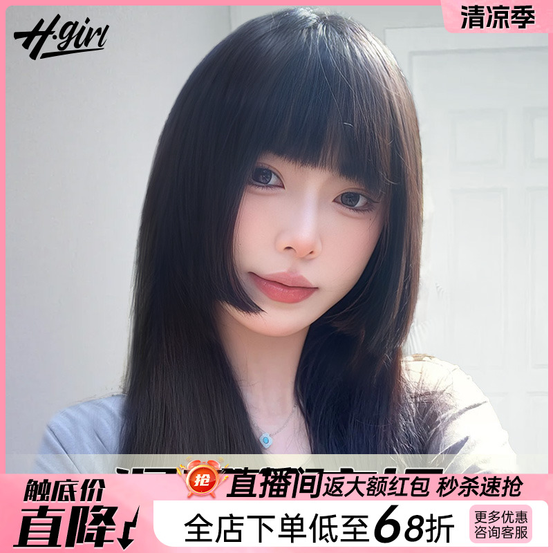 公主切假发女长发真发自然仿真人发一刀切全头套日系水母头假发套