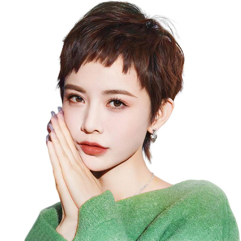 假发女狗啃短发2022新款真发全真人发自然二次元整顶高端全头套