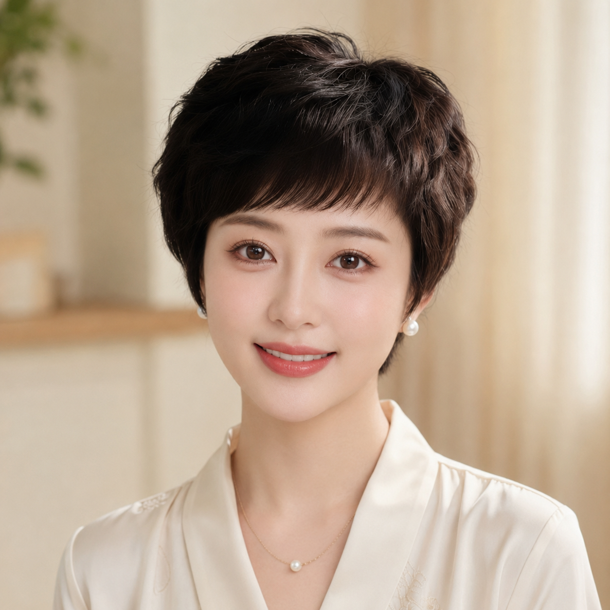 假发全头套女全真人发丝短卷发中老年妈妈款自然轻薄透气假发套