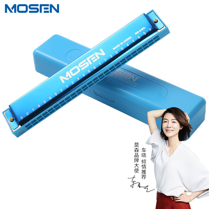 莫森(mosen)MS-24KL24孔复音口琴入门教学演奏口琴C调（蓝色）【属于什么档次？