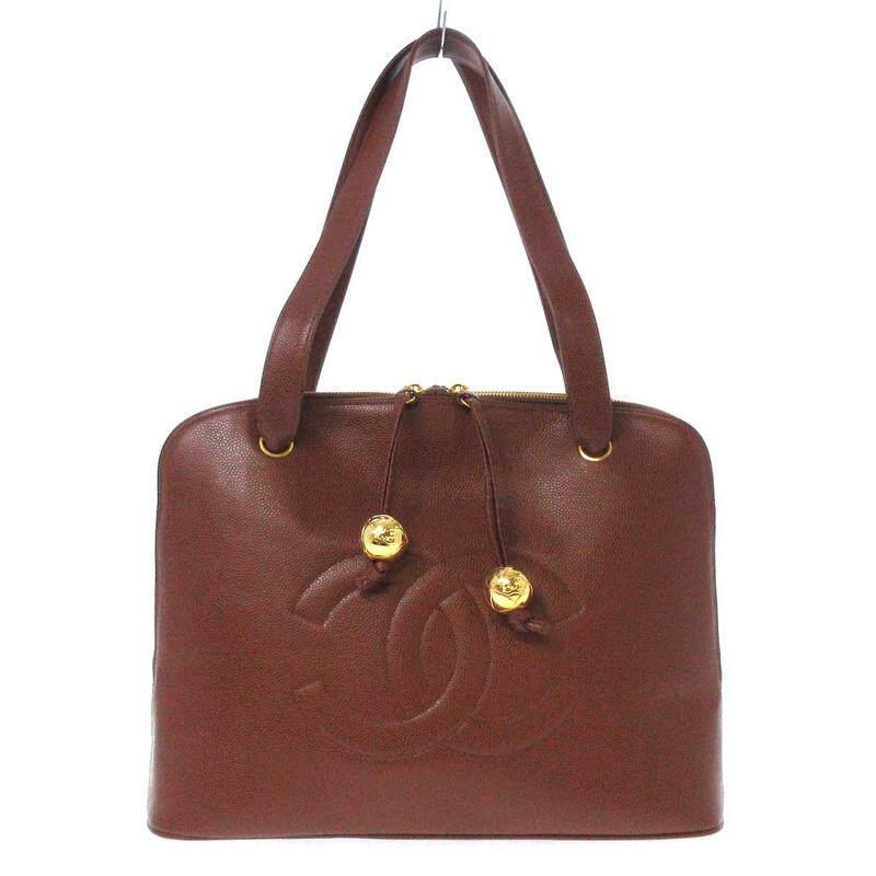 中古香奈儿9新双C 大Logo双金球托特包单肩包棕色36016223