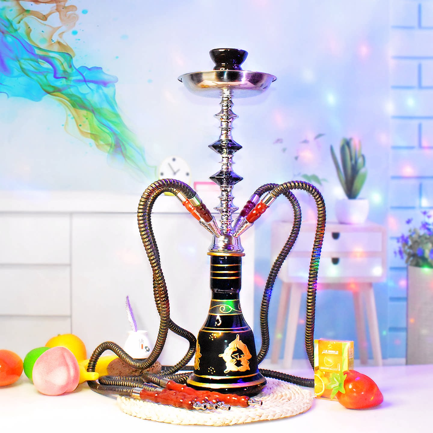 烟雾水壶四管玻璃套装送料