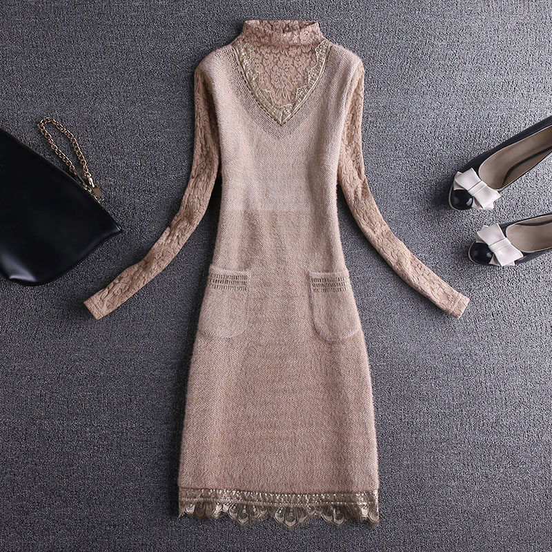 秋冬立领蕾丝打底衫女加绒加厚2020新款上衣中长款内搭洋气小衫