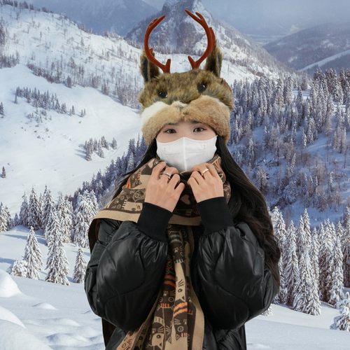 民族风鄂伦春族狍角帽亲子表演服