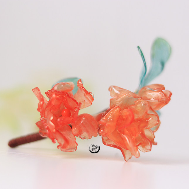 【十二花神之榴光】手工原创汉服发饰热缩发簪发钗软杆料器石榴花