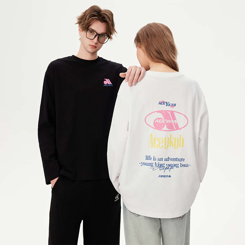 YKYB黄子韬印花T恤潮流中性2025春新款宽松长袖百搭街头纯棉长袖