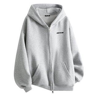 【黄子韬同款】YKYB 灰色卫衣基础百搭拉链连帽加绒开衫外套秋冬