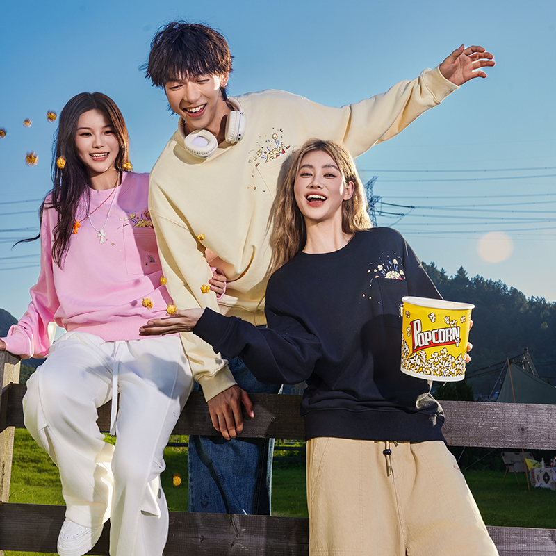 【YKYB黄子韬官方店】情侣套头圆领卫衣秋季趣味爆米花印花上衣潮