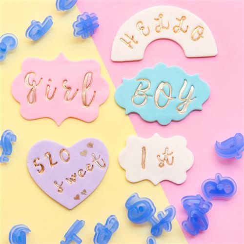 大小号连体英文字母数字符号印模 翻糖饼干糖牌蛋糕塑料压字模具