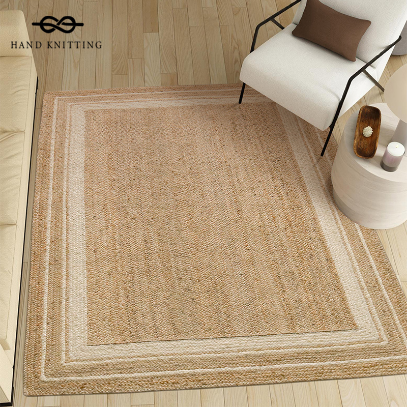 手工编织纯黄麻地毯客厅茶室地垫