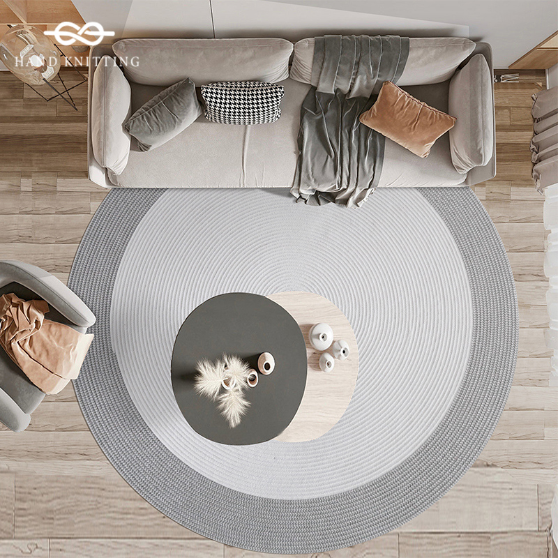 手工编织客厅卧室简约棉圆形地毯