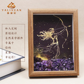 十二星座幸运石相框摆件守护宝石星座生日礼物挂件天然水晶原石头