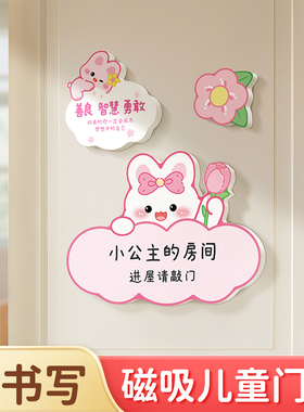 磁吸儿童房间门牌装饰布置立体墙贴公主女孩分房仪式感男孩励志贴