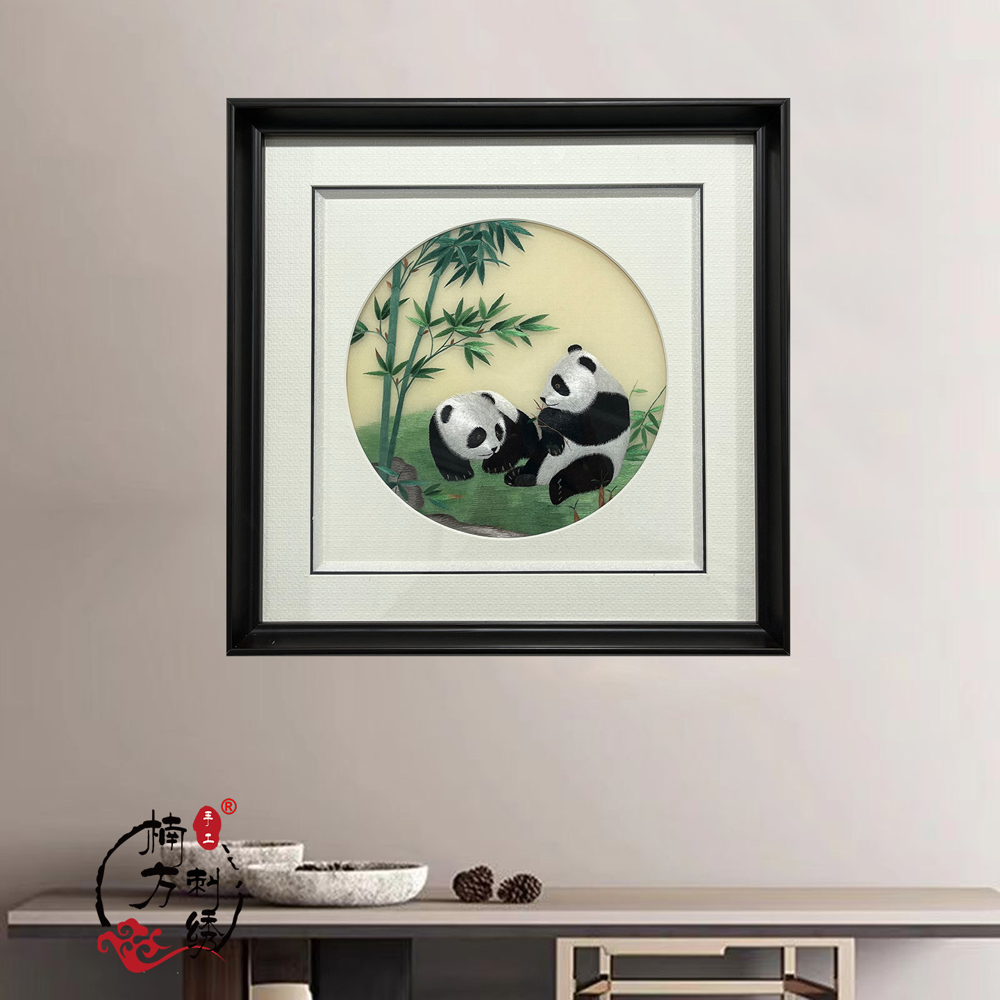 青梧苏州纯手工刺绣办公室餐厅装饰动物花卉送礼苏绣成品挂画摆件