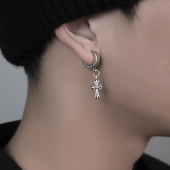 耳钉女 免打孔男士 十字架耳夹男无耳洞痞帅高级感单只男士 耳环个性