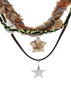 双层星星项链y2k小众设计感