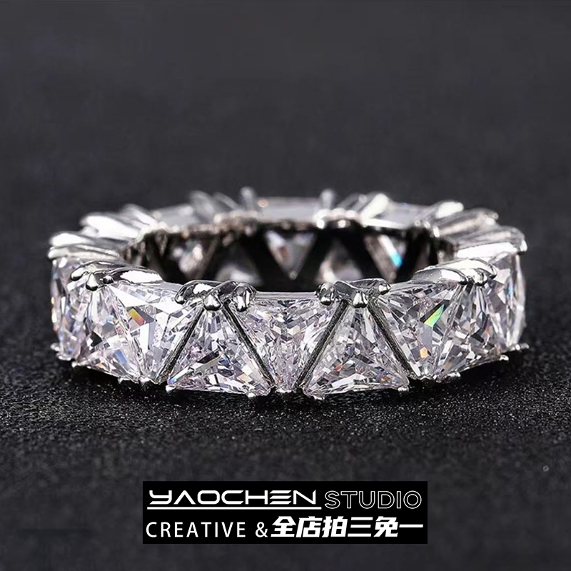 欧美满钻戒指男女ins小众设计