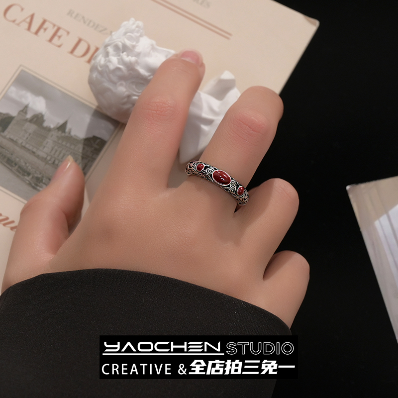 复古做旧中式戒指女轻奢高级感