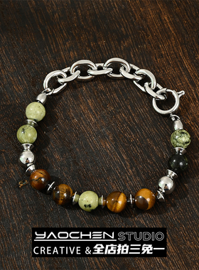 新中式拼接串珠钛钢手链男女小众