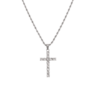 小众设计感满钻十字架项链马思唯欧美说唱嘻哈男女个性锁骨链配饰