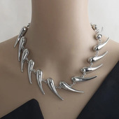 几何银刺异形不规则金属项链轻奢高级感夸张颈链男女锁骨链不掉色