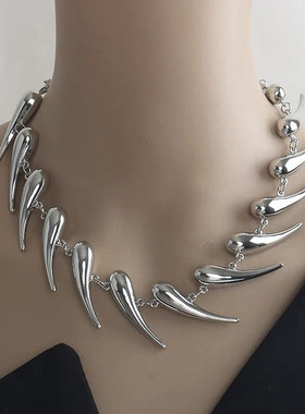 几何银刺异形不规则金属项链轻奢高级感夸张颈链男女锁骨链不掉色