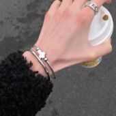 小众设计钛钢十字架手环男女潮流手链情侣竹节手镯开口可调节手饰