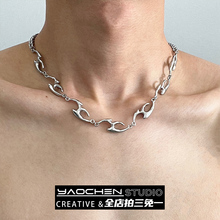 钛钢项链男款不规则异形小众高级设计感毛衣链锁骨链女冷淡风配饰