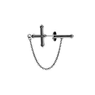 男士耳钉耳链男潮个性十字架痞帅男款设计感小众男生耳饰耳坠耳环