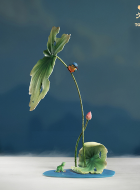 铜师傅《夏韵》客厅桌面荷花翠鸟