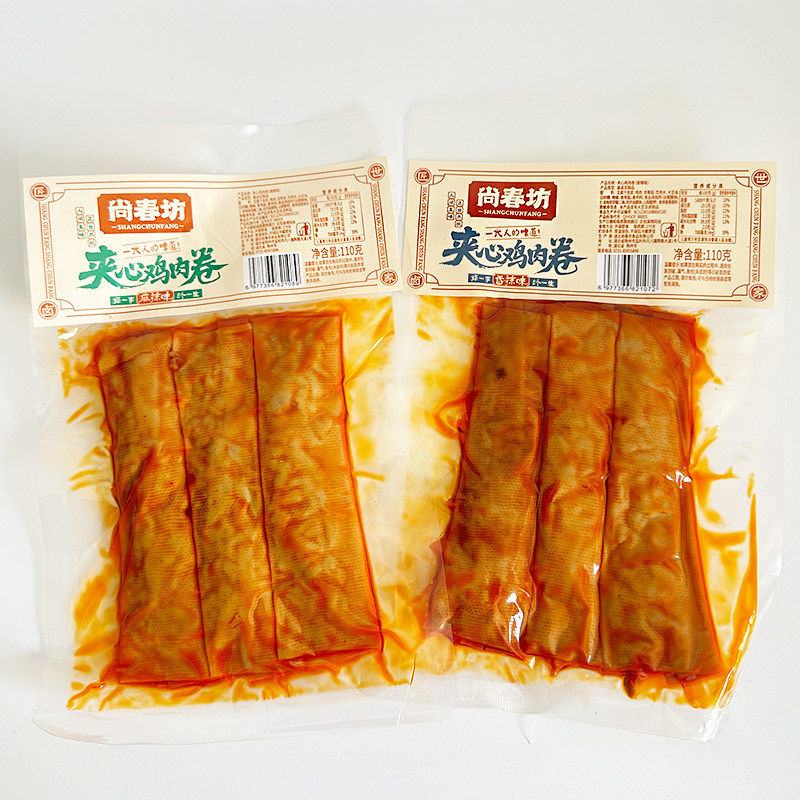 尚春坊夹心鸡肉卷豆腐干麻辣味110g大包豆干夹鸡肉网红零食小吃