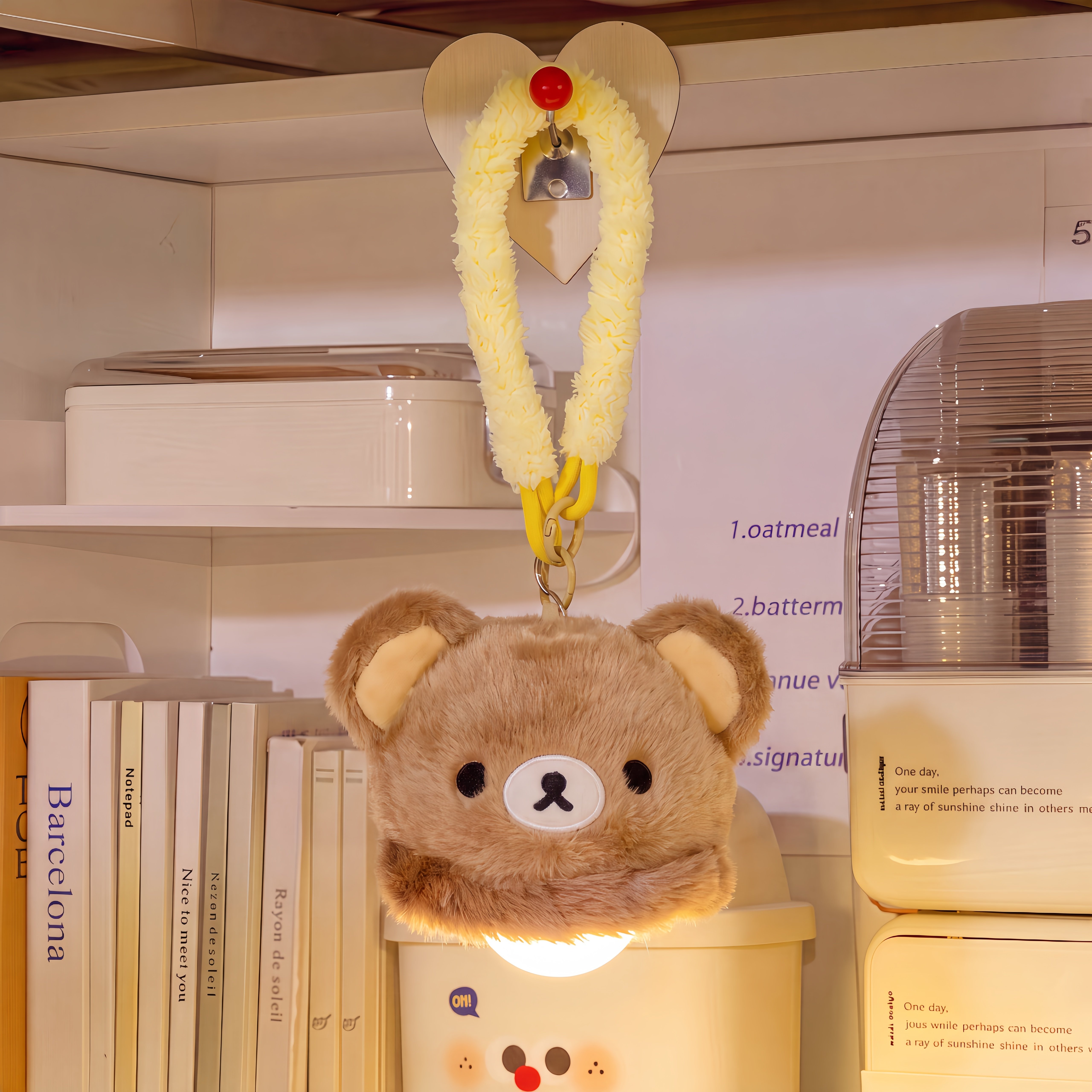 毛绒轻松熊宿舍床上小夜灯卧室睡眠灯超长续航悬挂式吊灯氛围灯