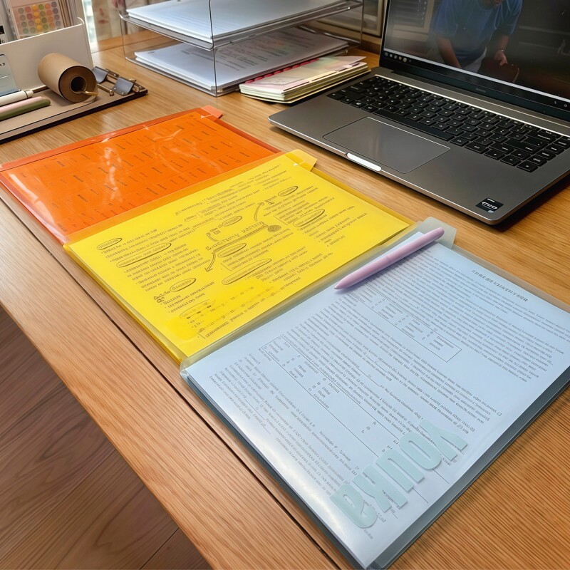 多巴胺文件夹a4资料夹防水透明文件袋学生考研备考专用试卷收纳袋