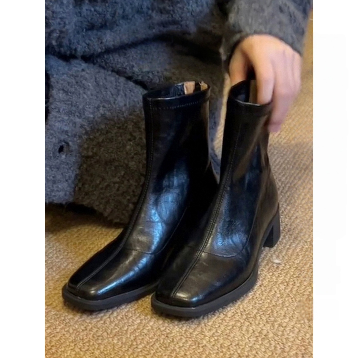 巨好看小个子高跟瘦瘦靴弹力短靴