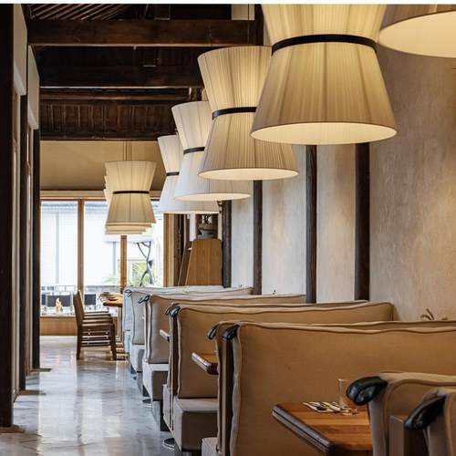 日式餐厅饭店餐桌布艺吊灯卡座包间吧台茶室创意民宿布艺装饰灯具