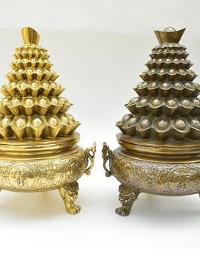 纯铜金属工艺品创意家居铜质元宝聚宝盆摆件