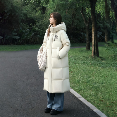 鸭鸭中长款羽绒服女款时尚冰壳