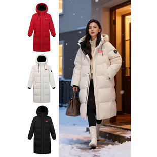 鸭鸭大码羽绒服女款极寒防寒服冬季2025年新款爆款中长款超厚外套
