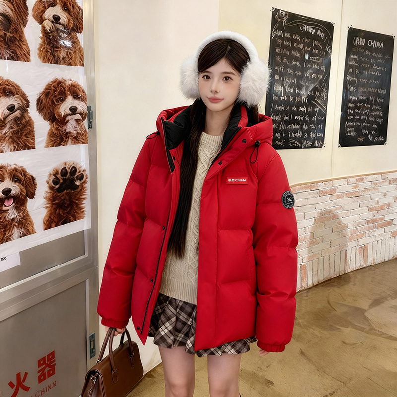 YAYA鸭鸭羽绒服冬季女款红色时尚图片
