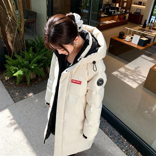 yaya鸭鸭2026新款羽绒服冬季白色外套宽松厚款大码长款90绒女装