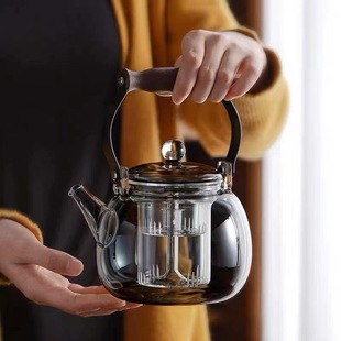 加厚玻璃煮茶壶果茶花茶耐高温高硼硅明火日式家用泡茶壶功夫茶壶